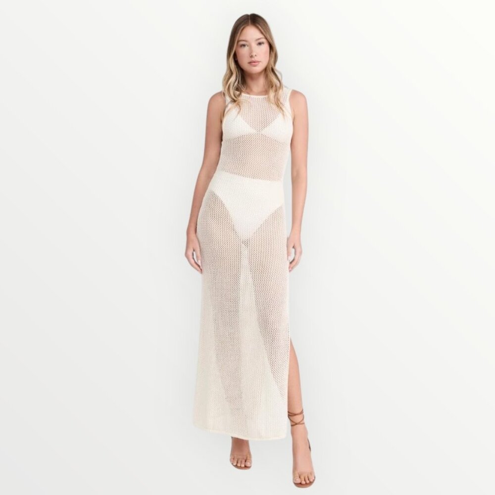 Le Bop Island Crochet Dress in Natural